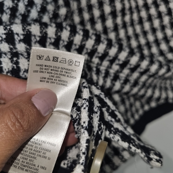 Anthropologie Maeve Townsend Black White Houndstooth Short Sleeve Top Boxy Sz 10 - Picture 13 of 16